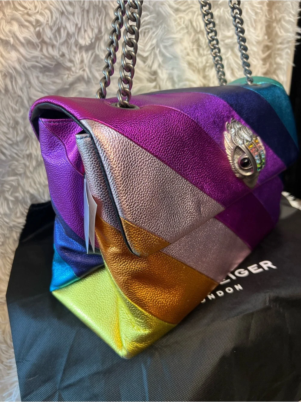💜KURT GEIGER LONDON XXL LEATHER KENSINGTON BAG💜NWT
